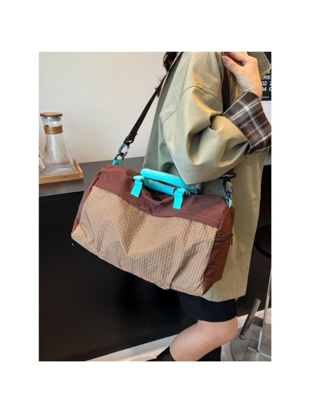 Plaid Oxford Sloth Travel Bag